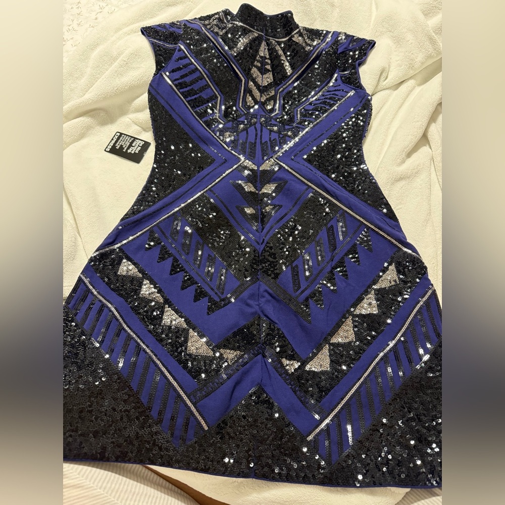 Express Black and Blue Sequin Dress